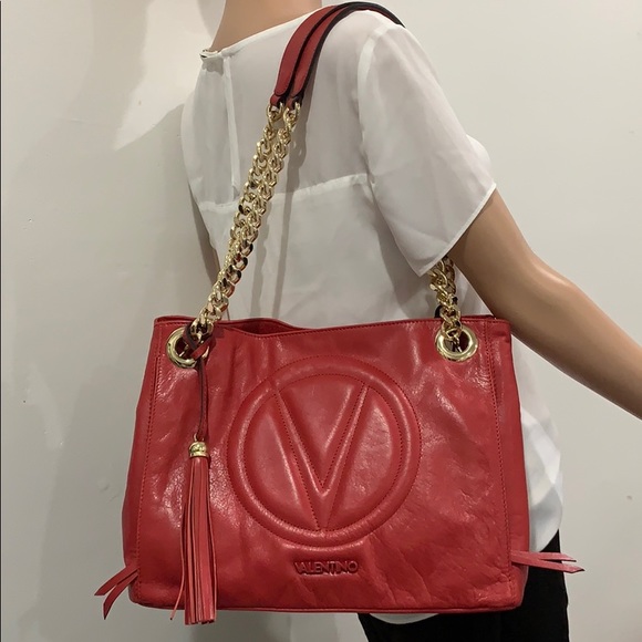 Valentino Handbags - Valentino Louisa Red Lather Handbag w Chain Straps